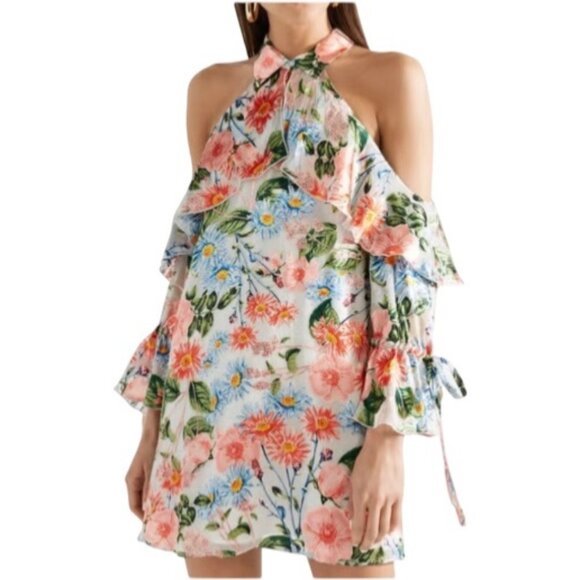 Alice + Olivia Dresses & Skirts - Alice + Olivia Womens Blayne Floral Cold-Shoulder Mini Dress Size L